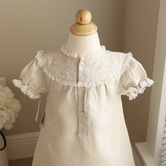 Linen Float Dress 100% Cotton Linen Flax Beige Add Monogram Beach Portrait NWT - Picture 5 of 8